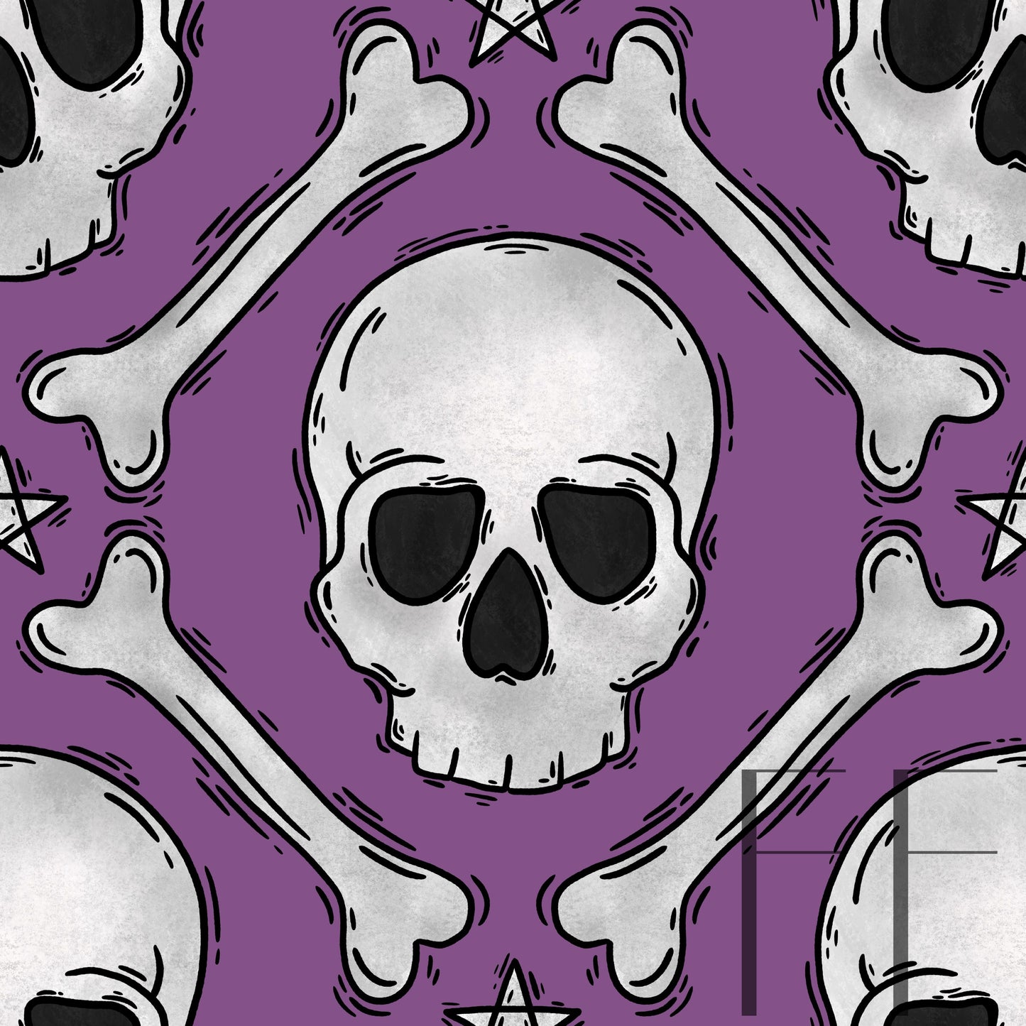 Skull Bones Purple Raspberry pattern