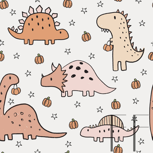 Halloween Trick or Treat dinos peachy pastel Raspberry Pattern