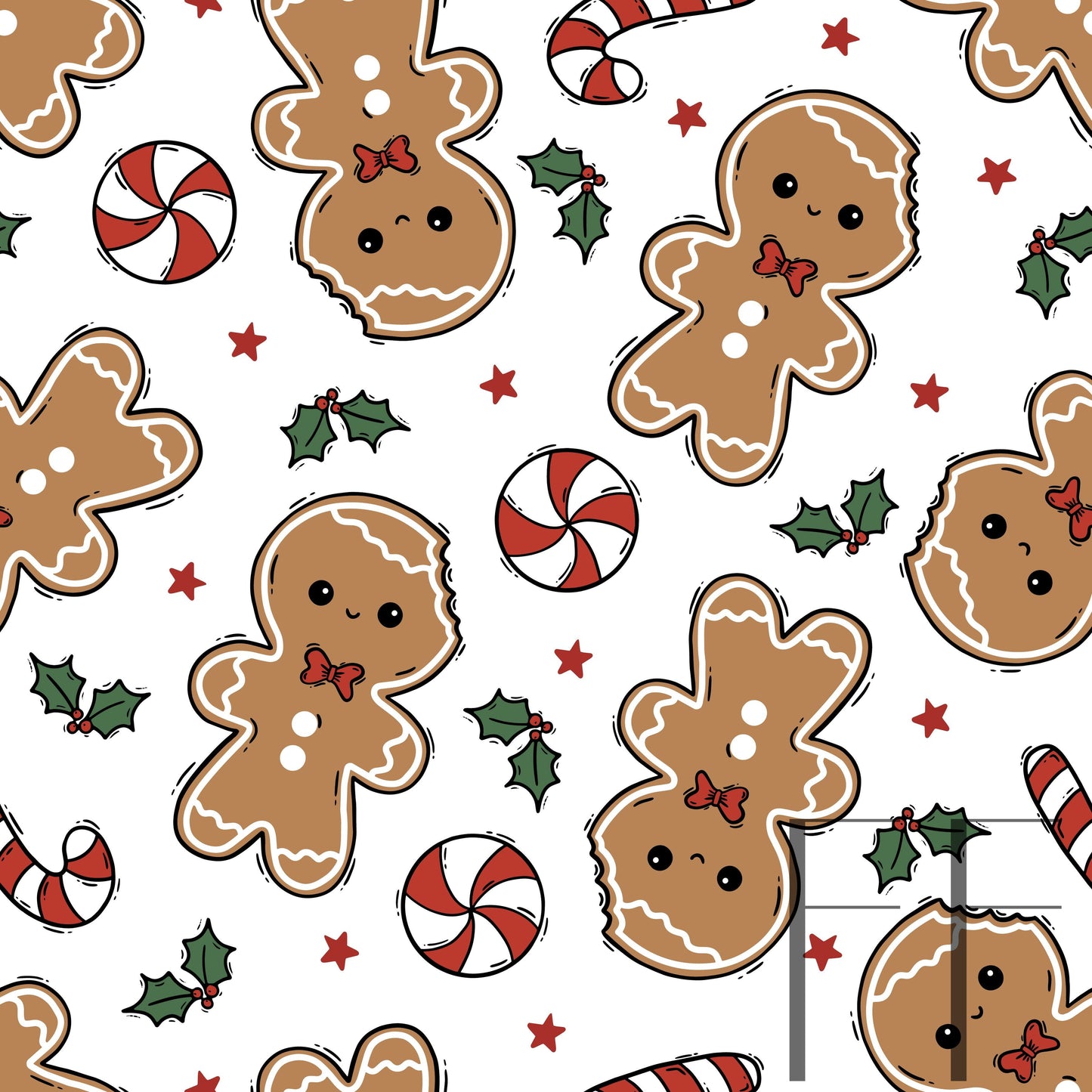 Gingerbread Boy with Bow white raspberryPattern