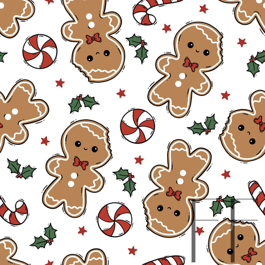 Gingerbread Boy with Bow white raspberryPattern