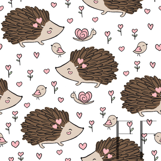 Hedgehog Valentine raspberry pattern