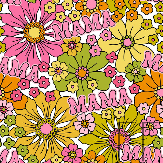 Mama Yesterday Daisy White Raspberry Pattern