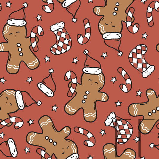 Cute Gingerbread Red Raspberry Pattern