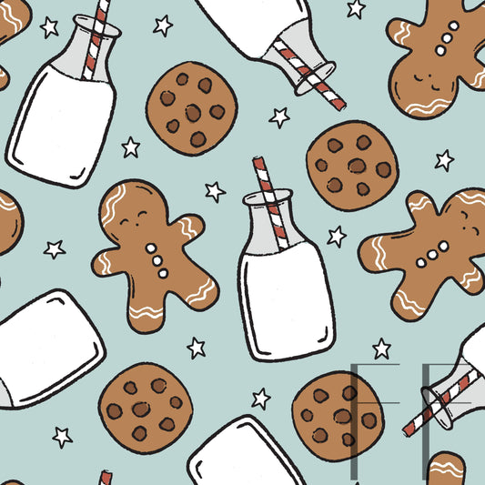 Milk and Cookies Light blue raspberry Pattern