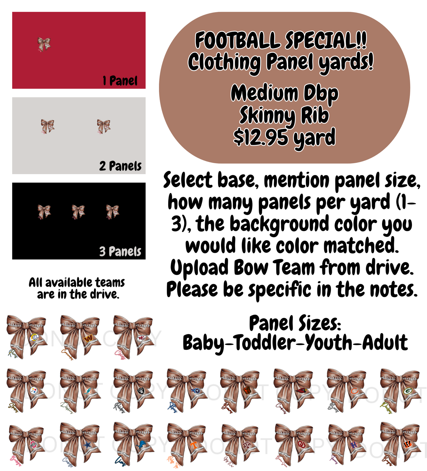 Football Special Clothing Panel yards.