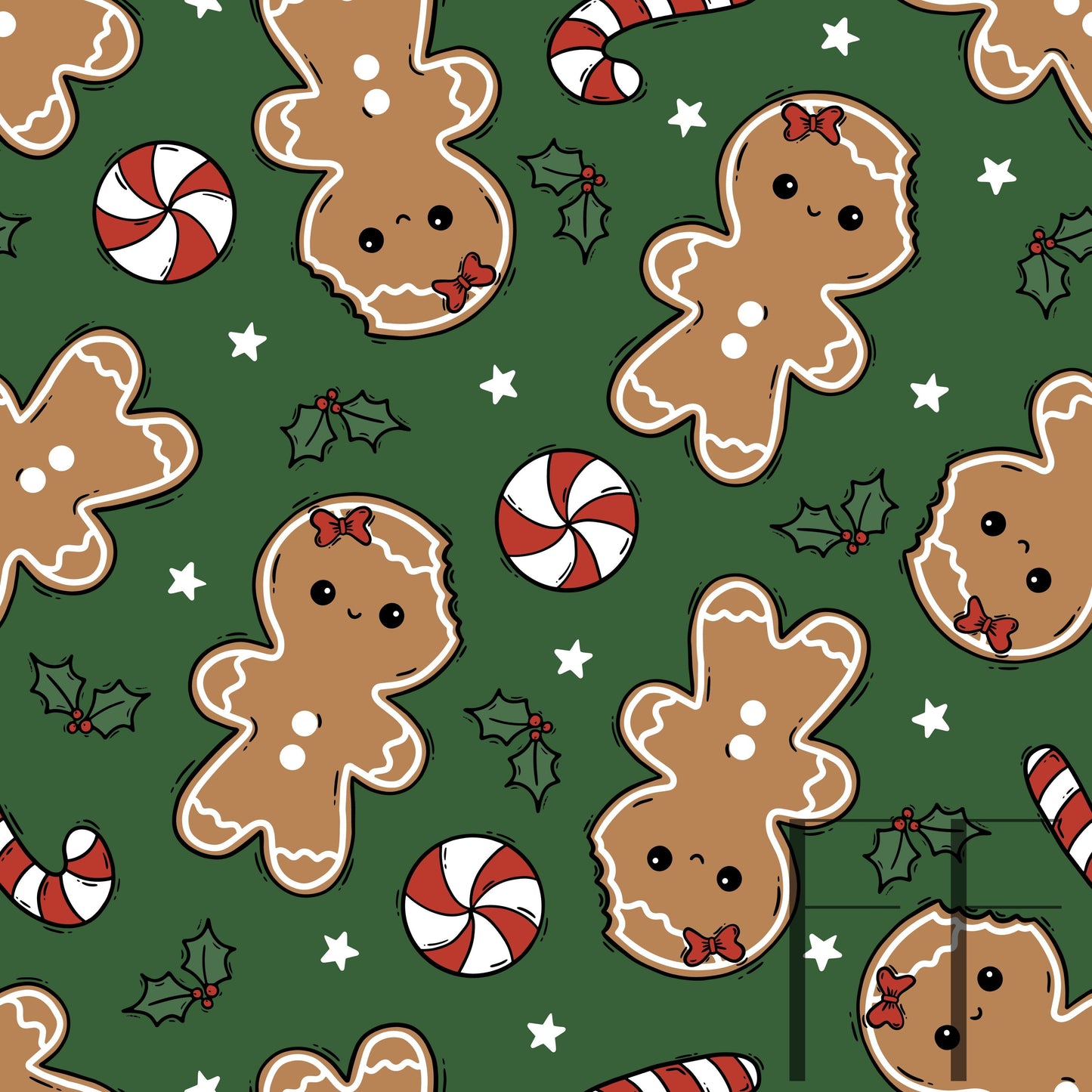 Gingerbread Girl with Bow Raspberry Pattern