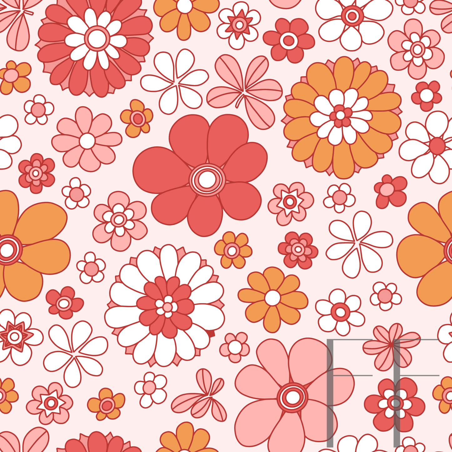 Flower Power Rose Raspberry Pattern