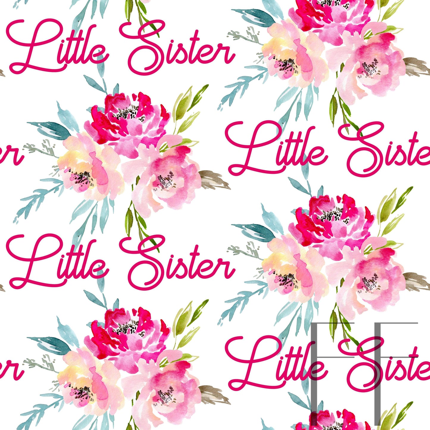 Little Sister Bright Pink watercolor Raspberry Pattern