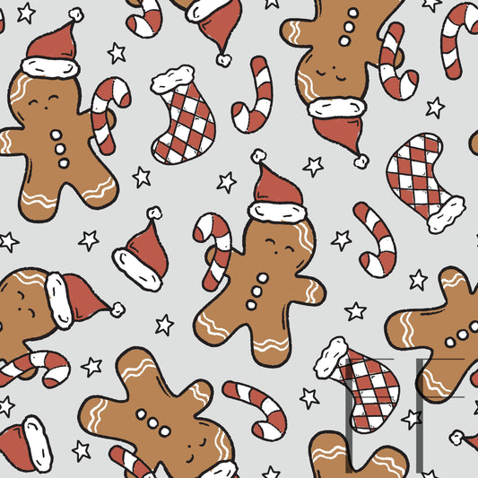 Cute Gingerbread Light grey raspberry Pattern