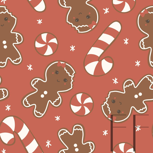 Gingerbread Girl Red Raspberry Pattern