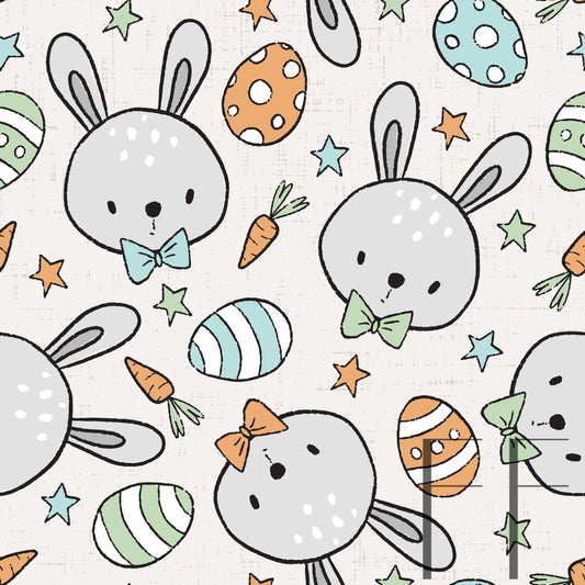 Mr Easter Bunny Beige Raspberry Pattern