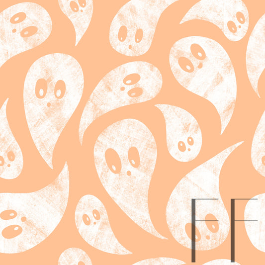 Halloween Ghosts Pastel peach raspberry Pattern