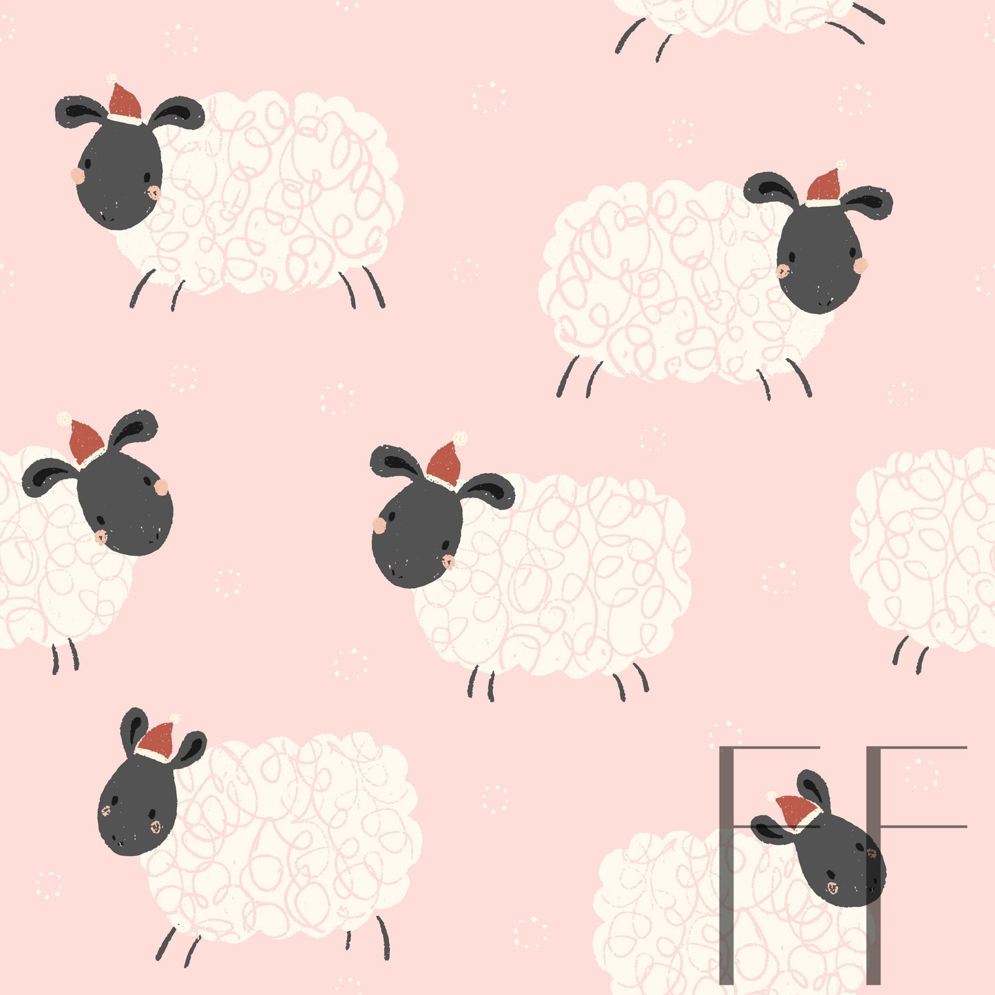 Christmas Sheep Pink Raspberry Pattern