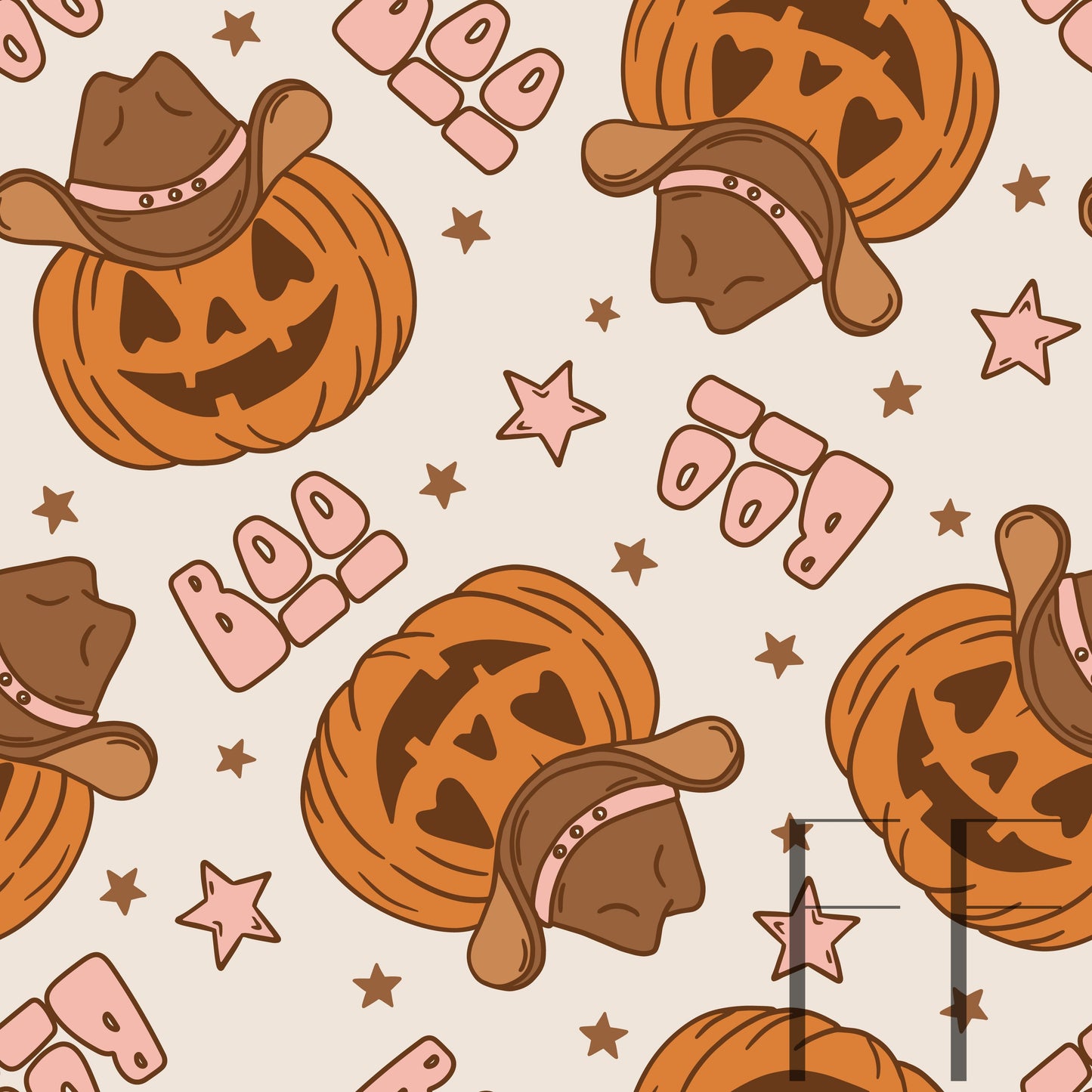 Howdy Pumpkin Orange Raspberry Pattern