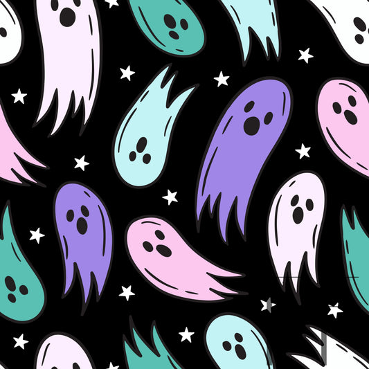 Too Cute Ghosties Pastel black Raspberry Pattern