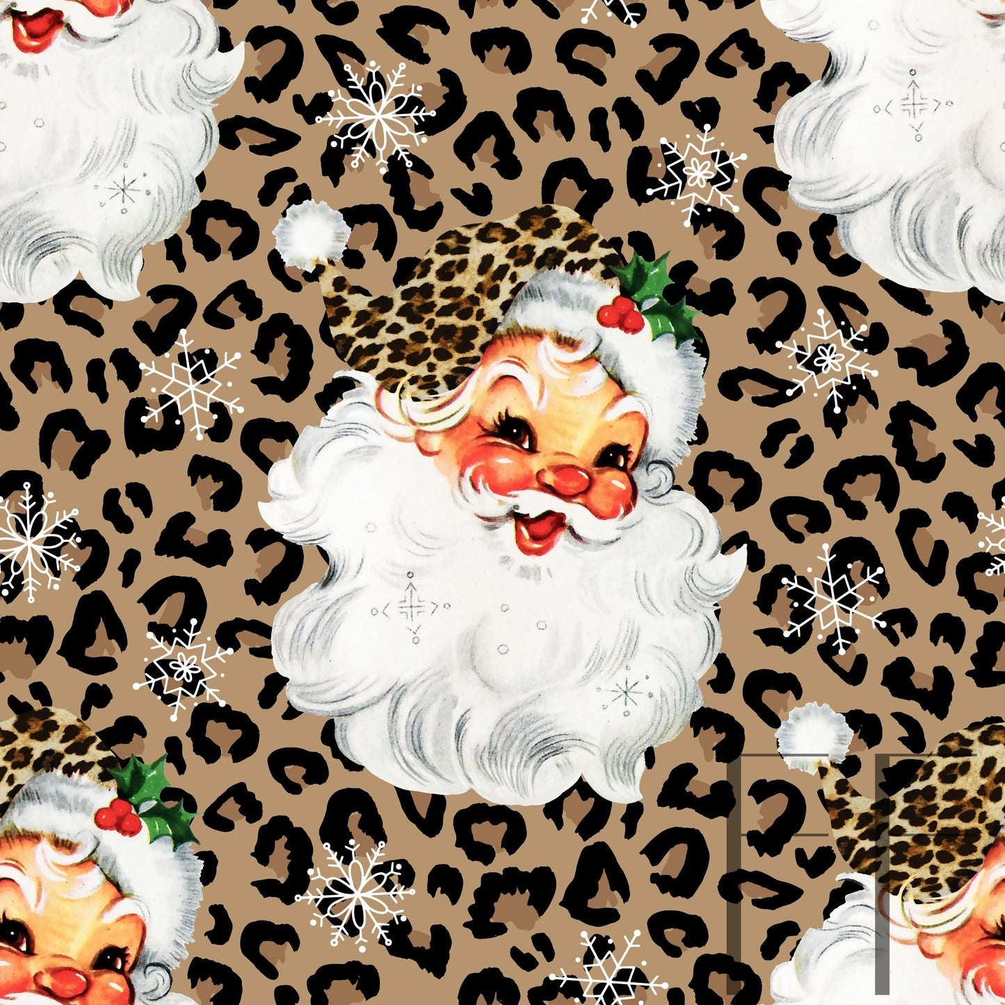 Leopard Retro Santa Leopard raspberry Pattern