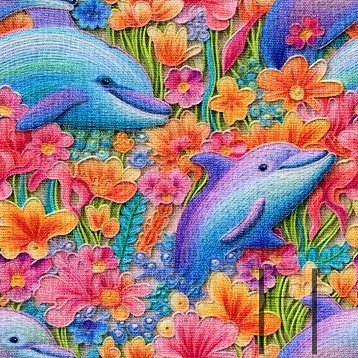 Rainbow Dolphin Embroidery raspberry Pattern