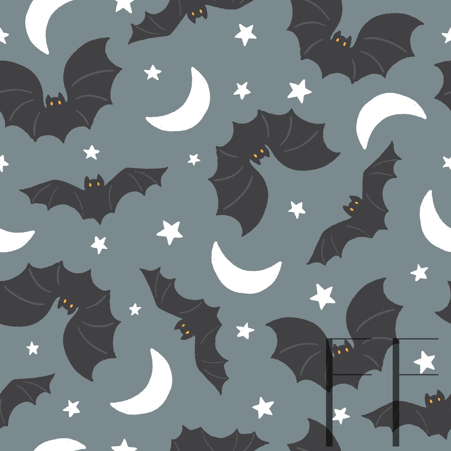 Halloween Bats Grey on blue grey raspberry Pattern