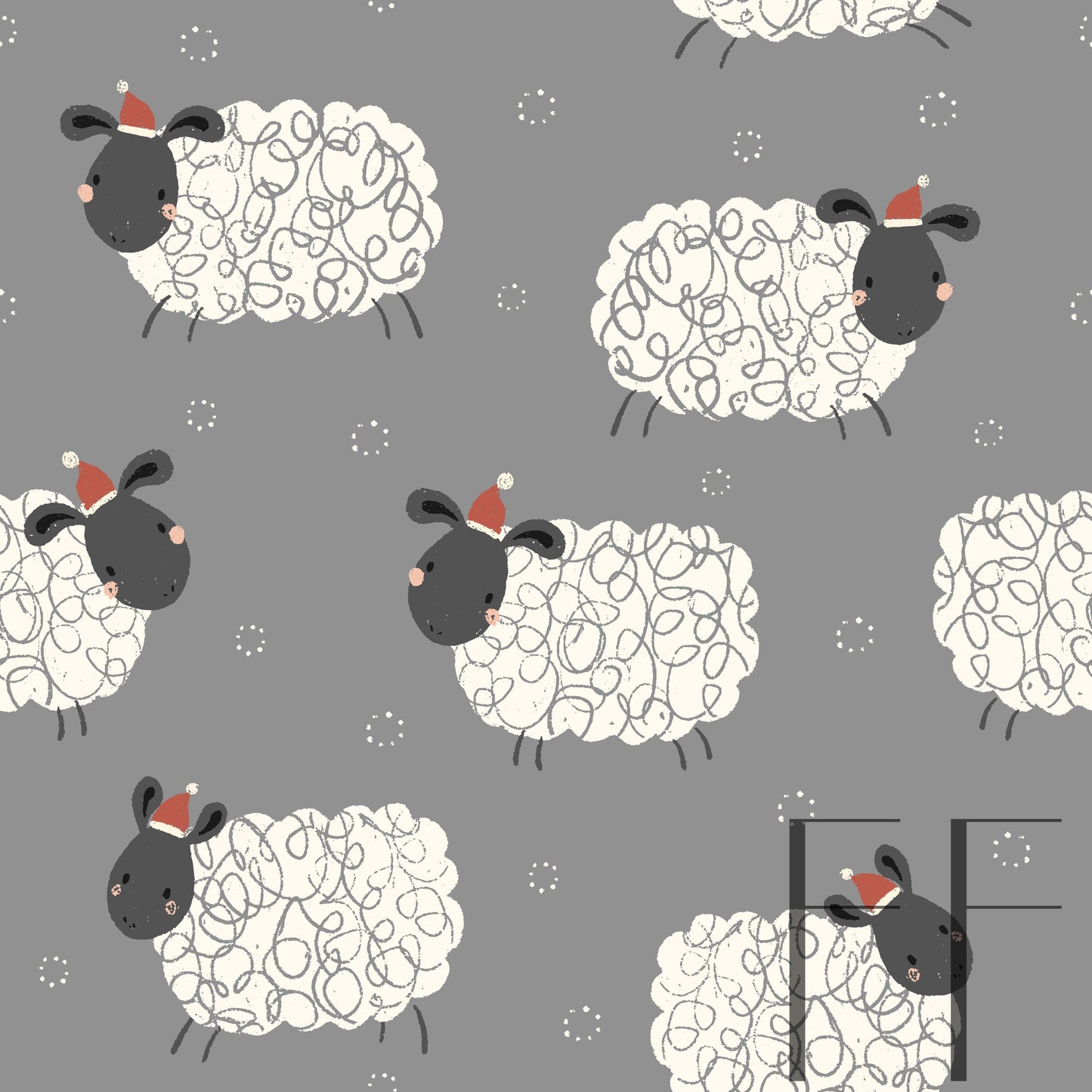 Christmas Sheep Light grey raspberry Pattern