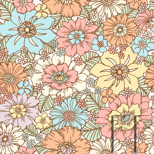 Georgia Retro Floral Pastel Raspberry Pattern