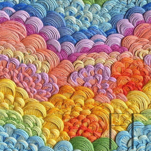 Rainbow Clouds Embroidery raspberry Pattern