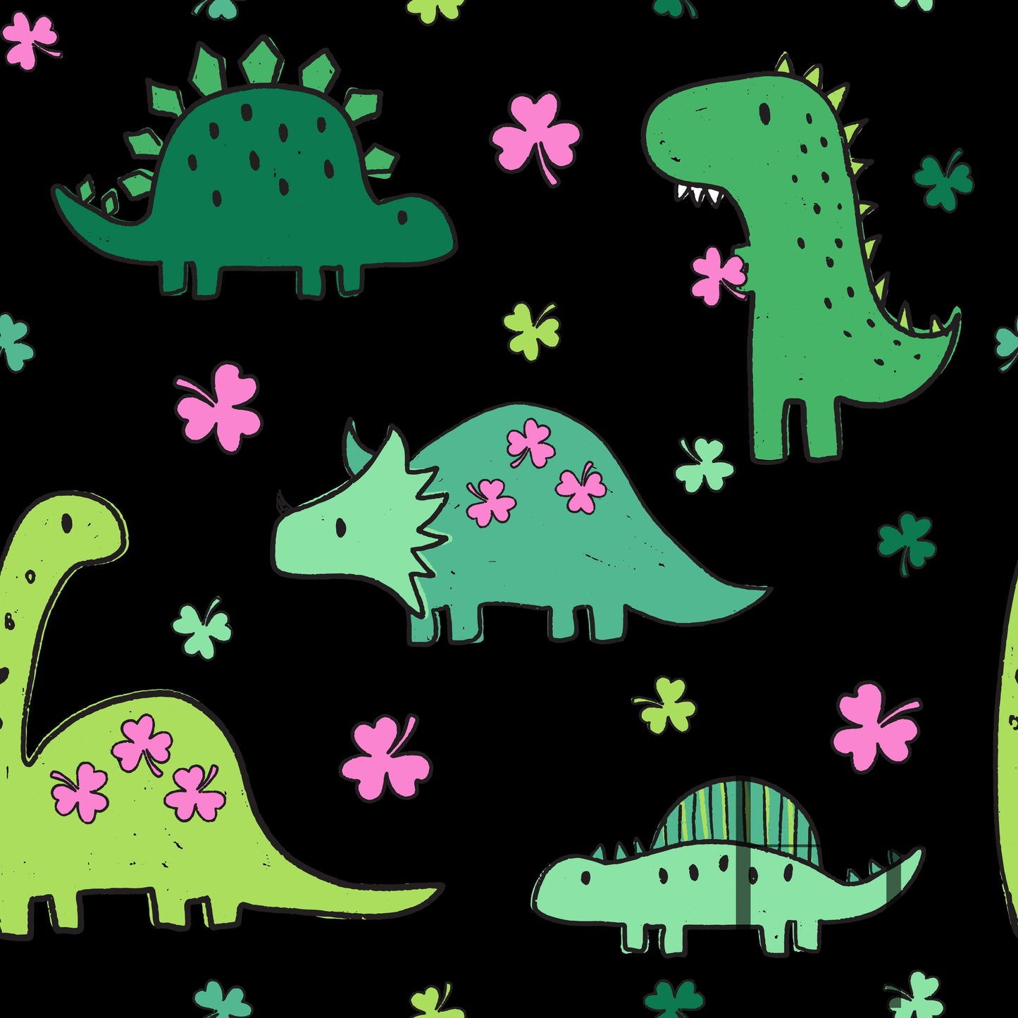 Lucky Irish Girl Dinosaurs Black BG