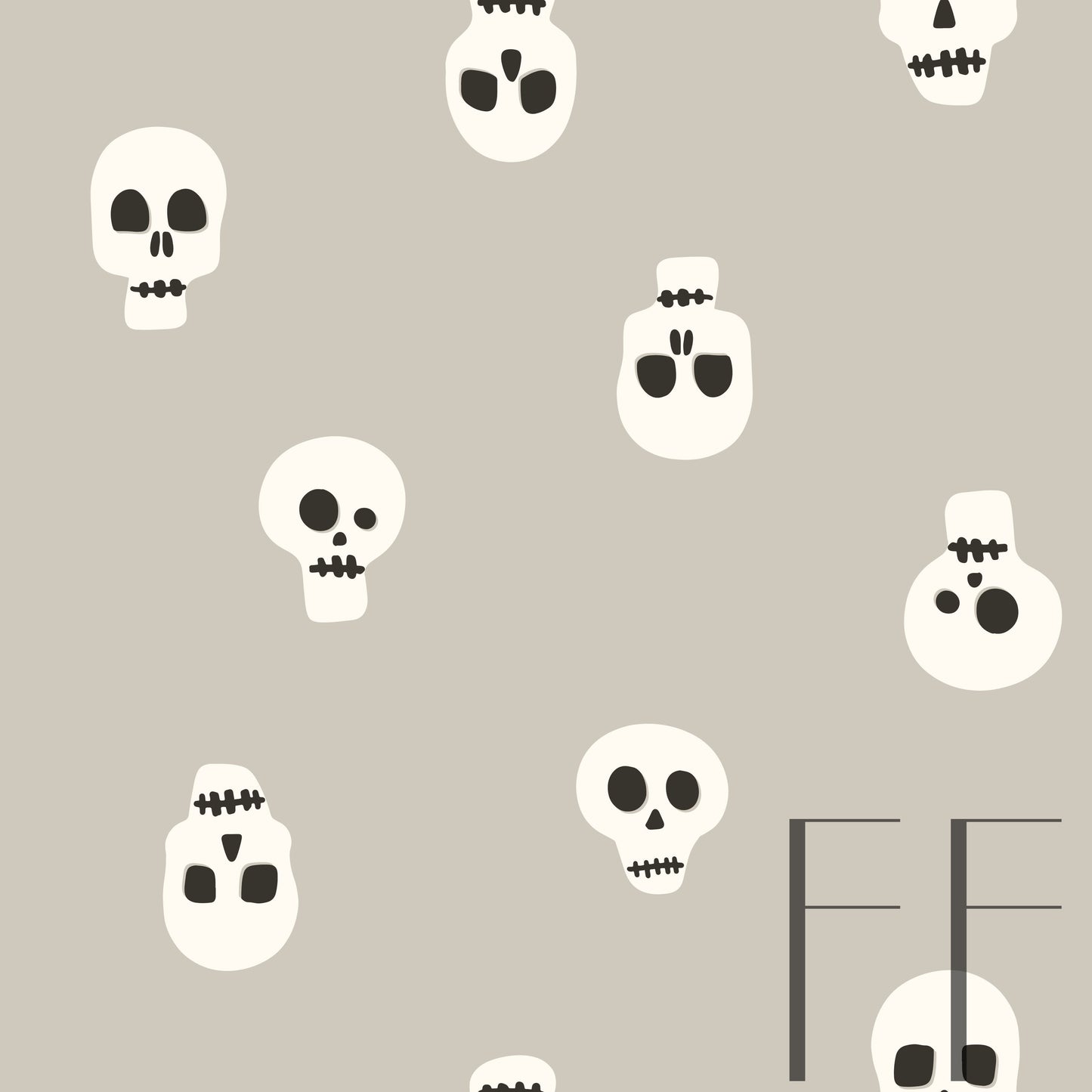 Skulls on Light Grey Raspberry Pattern