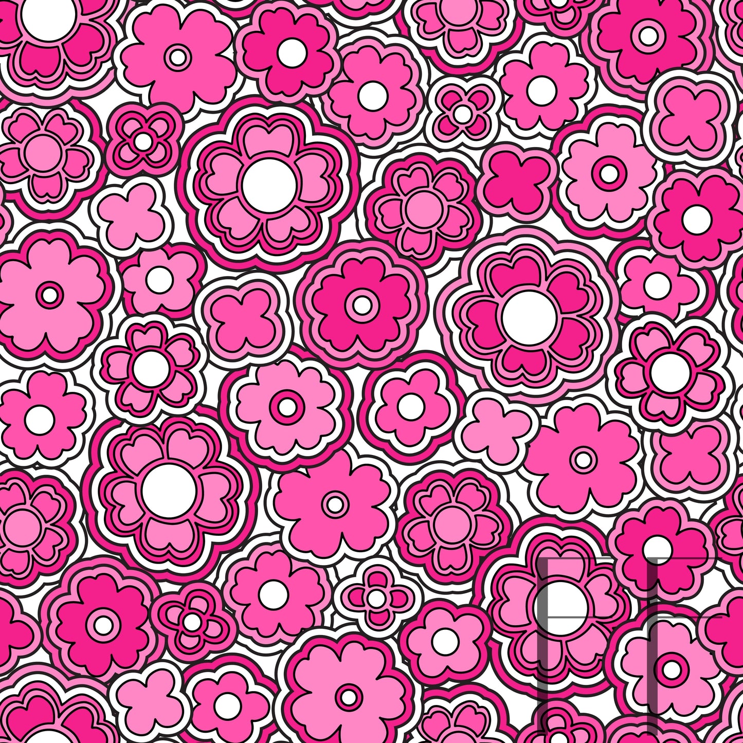 Flower Power Retro Pink Raspberry Pattern