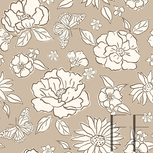 Blooming Beige Raspberry Pattern