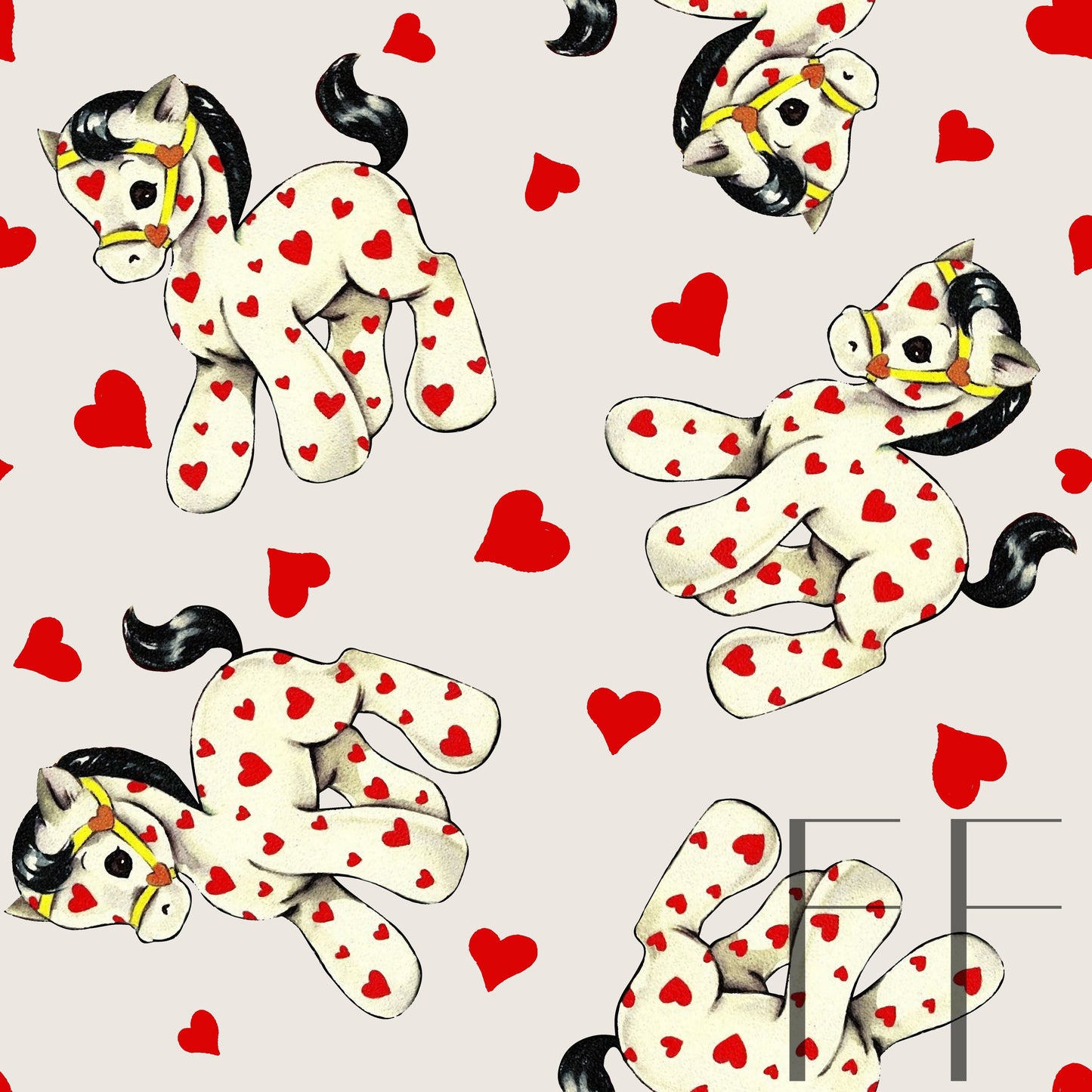 Vintage Pony Valentine Raspberry Pattern