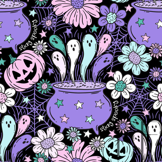 Stay Spooky Ghost Cauldron raspberry Pattern