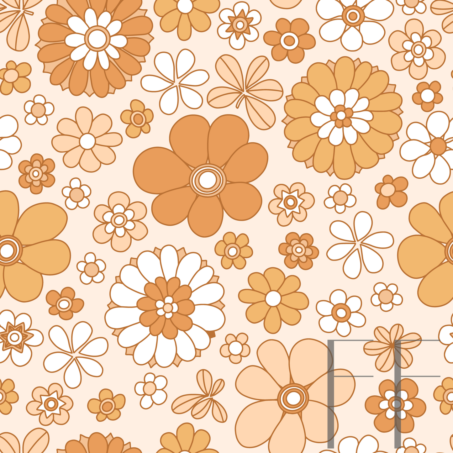 Flower Power Nude Raspberry Pattern