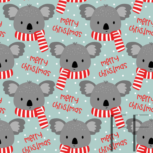 Koala Merry Christmas Light blue Rasbery Pattern