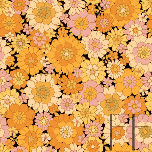 Avery Retro Floral Black raspberry Pattern