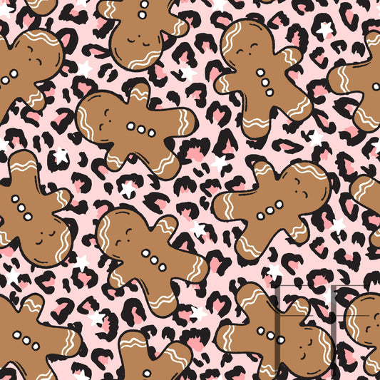 Gingerbread Men Pink Lepard raspberry Pattern