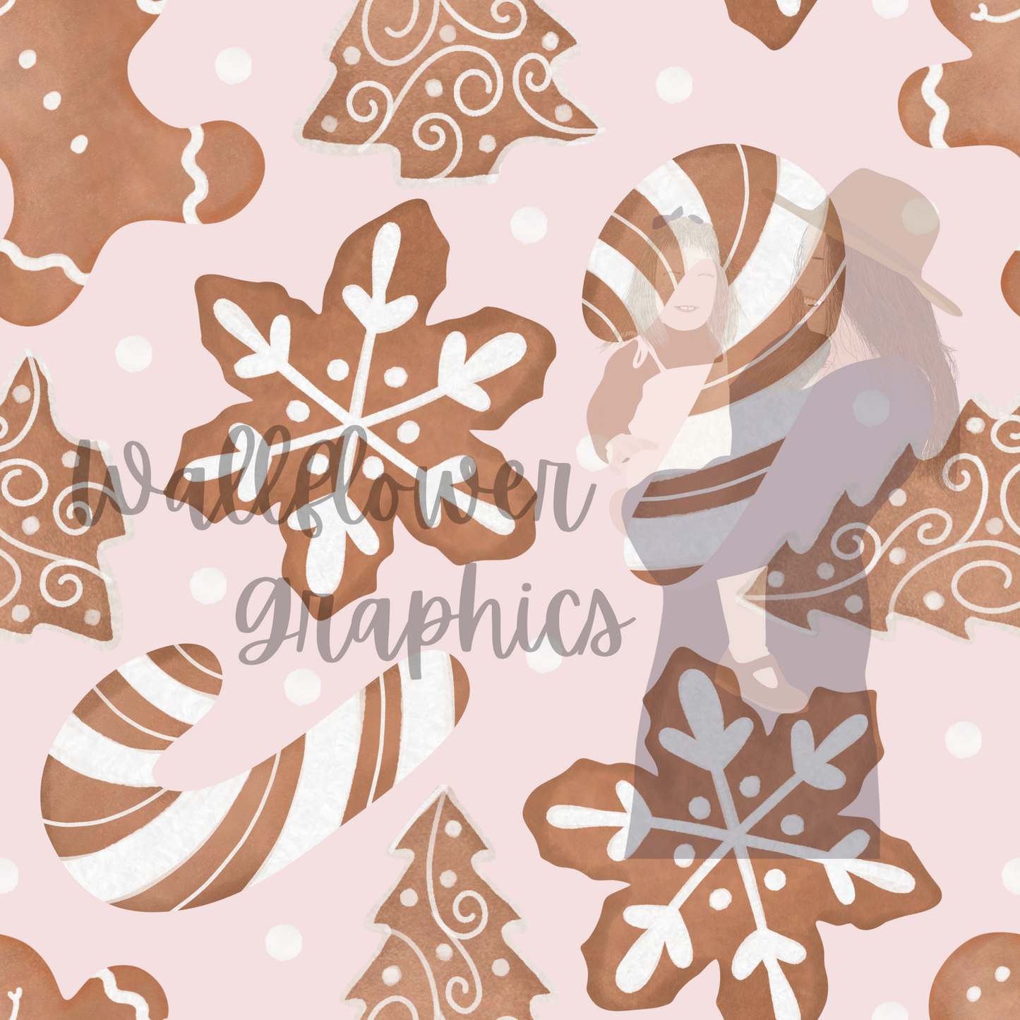 Watercolor Gingerbread-Pink