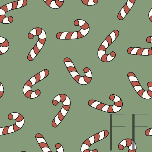 Candy Canes Green Raspberry pattern