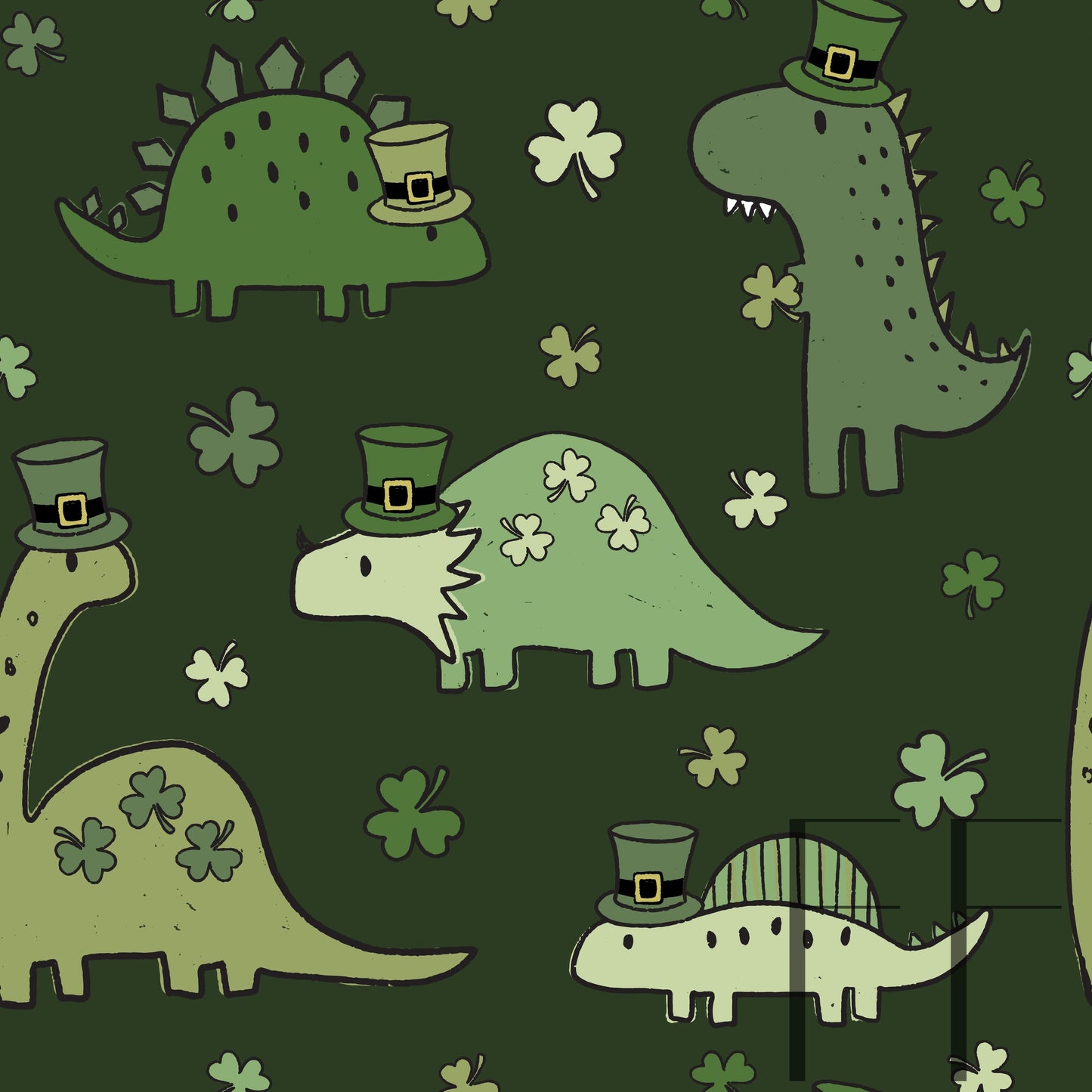 Lucky Irish Dinos Muted Green Green BG