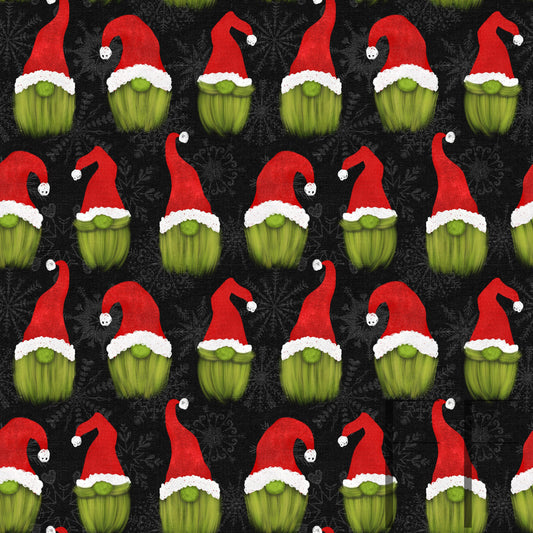 Green Christmas Gnomes Raspberry Pattern