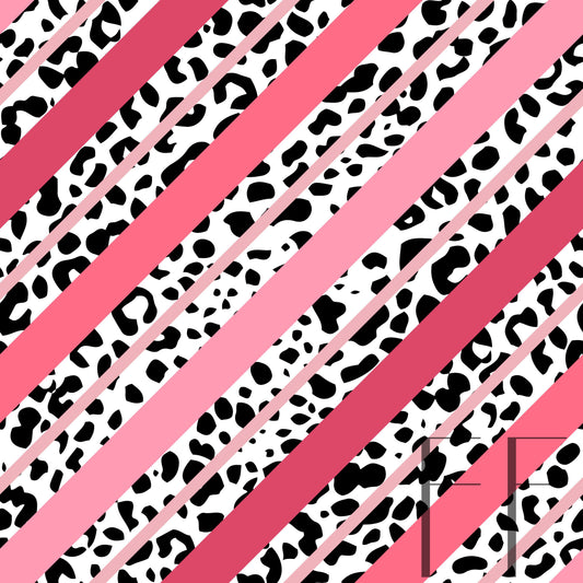 Pink Diagonal Stripes Leopard raspberry Pattern