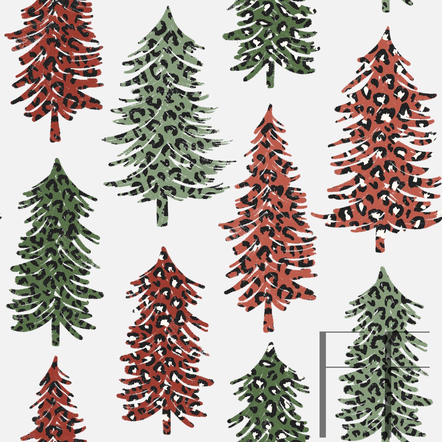 Green, Red Leopard Christmas trees raspberry Pattern