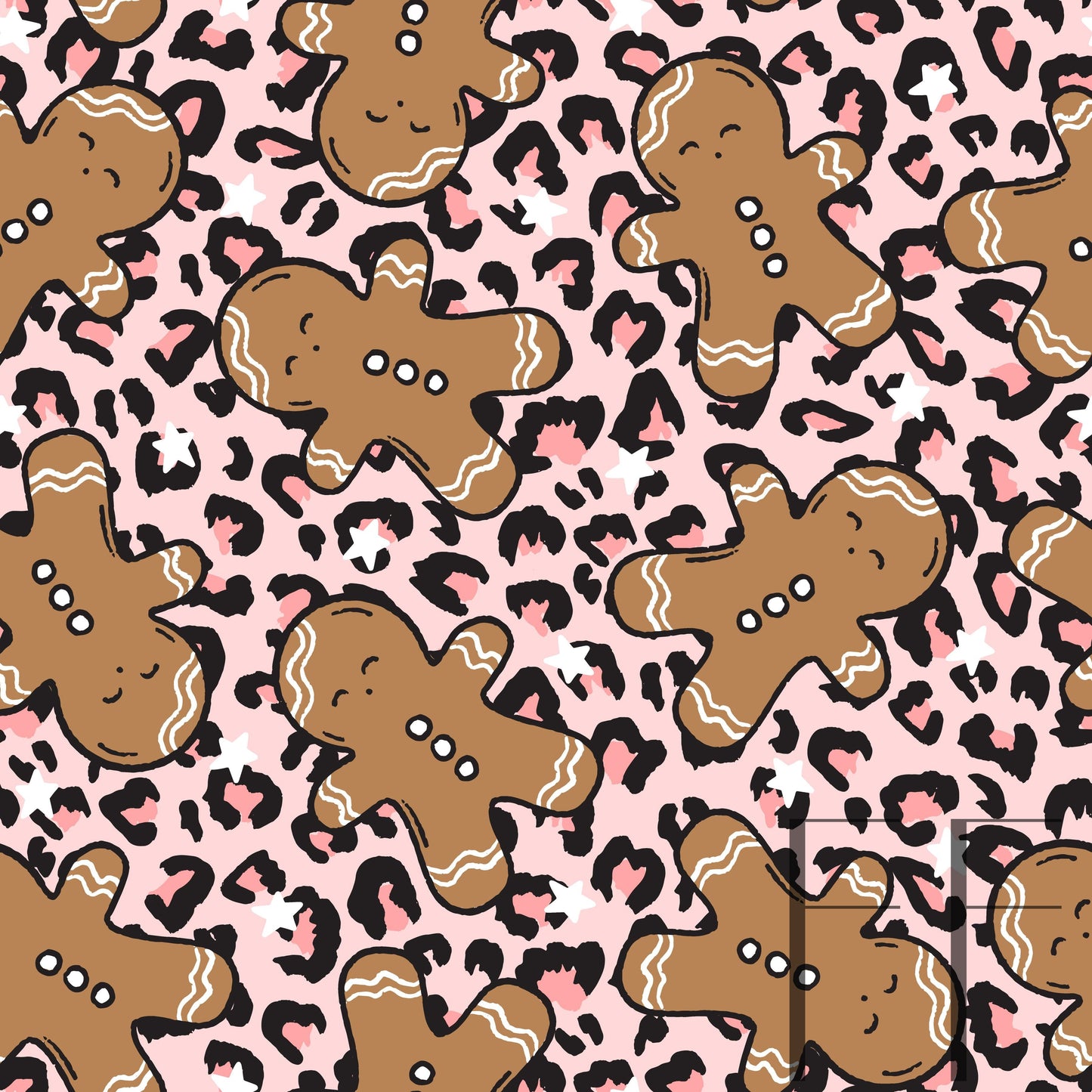 Gingerbread Men Pink Leopard raspberry Pattern