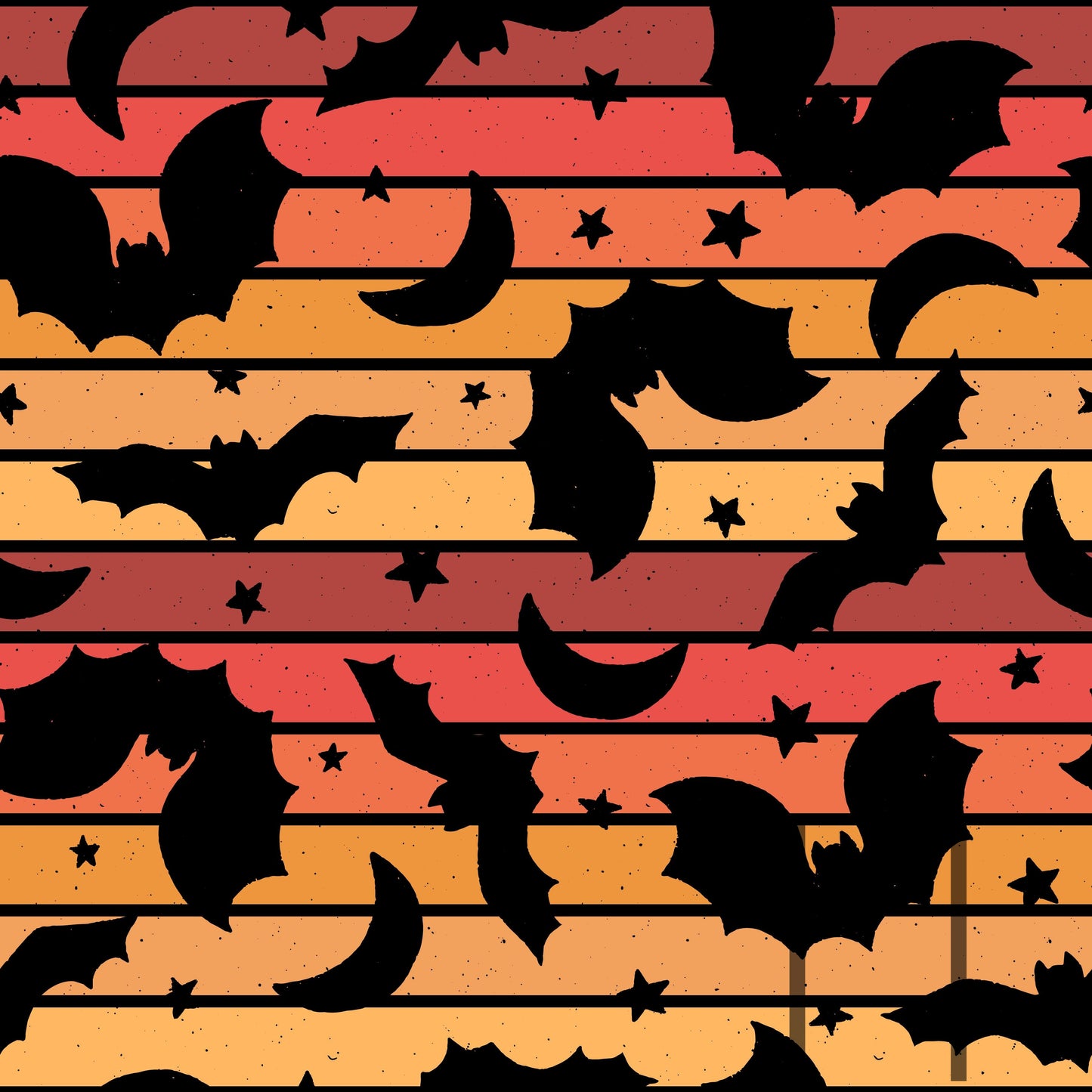 Bat Silhouettes Orange Raspberry Pattern