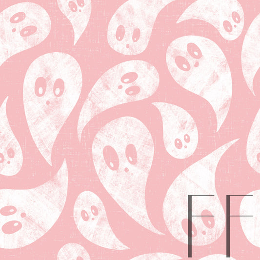 Retro Ghosts on Pink Raspberry Pattern