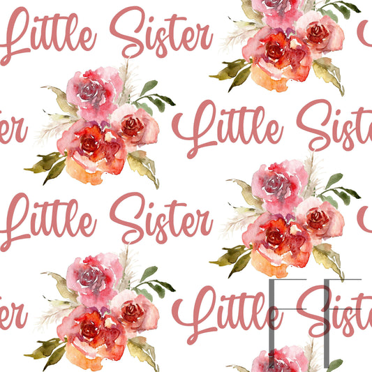 Little Sister Watercolor floral Raspberry Pattern