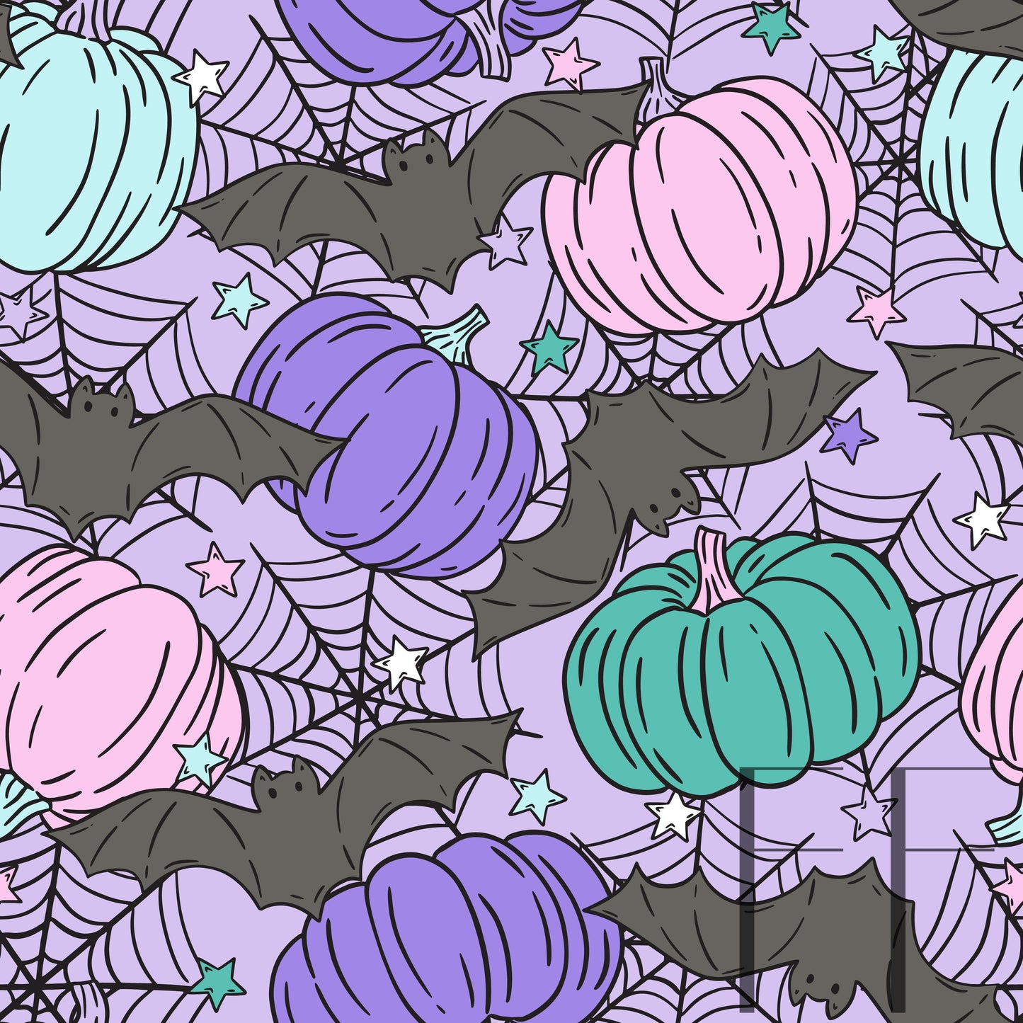 Pastel Halloween Pumpkin raspberry Pattern