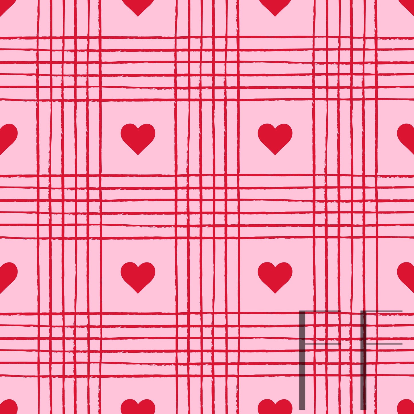 Valentine Heart Plaid Red raspberry pattern