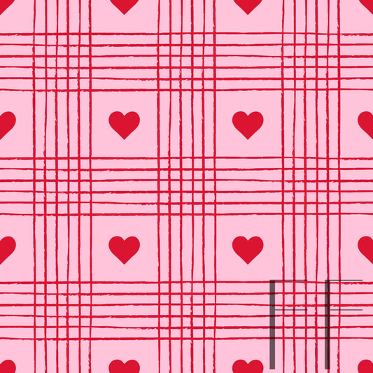 Valentine Heart Plaid Red raspberry pattern