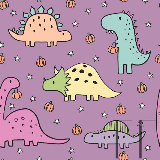 Halloween Trick or Treat dinos pastel Raspberry Pattern