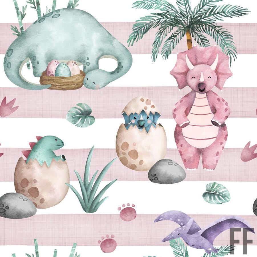 Girly dino pink stripe